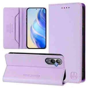 For Tecno Pova 4 RC01 Dual-Folded Magnetic Suction RFID Leather Phone Case(Light Purple)