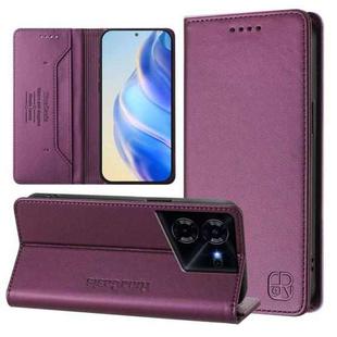 For Tecno Pova 5 RC01 Dual-Folded Magnetic Suction RFID Leather Phone Case(Violet)