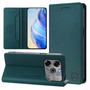 For Tecno Pova 6 5G / 6 Pro 5G RC01 Dual-Folded Magnetic Suction RFID Leather Phone Case(Dark Green)