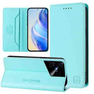 For Tecno Pova Neo 3 RC01 Dual-Folded Magnetic Suction RFID Leather Phone Case(Mint Green)