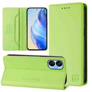 For Tecno Spark 9T / 9 Pro RC01 Dual-Folded Magnetic Suction RFID Leather Phone Case(Grass Green)