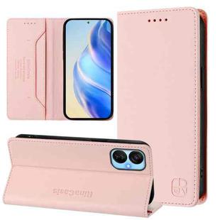 For Tecno Spark 9T / 9 Pro RC01 Dual-Folded Magnetic Suction RFID Leather Phone Case(Pink)