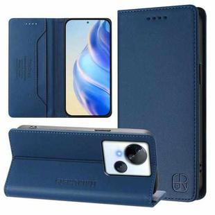 For Tecno Spark 10 5G RC01 Dual-Folded Magnetic Suction RFID Leather Phone Case(Dark Blue)