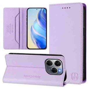 For Tecno Spark 20 Pro 5G RC01 Dual-Folded Magnetic Suction RFID Leather Phone Case(Light Purple)