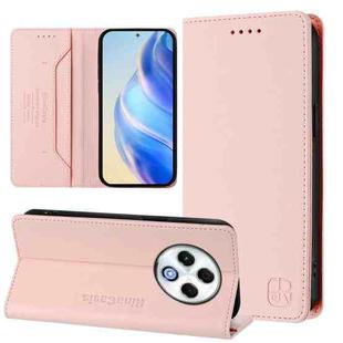 For Tecno Spark 30 4G RC01 Dual-Folded Magnetic Suction RFID Leather Phone Case(Pink)