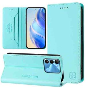 For Tecno Spark GO 2022 / 8C / 9 RC01 Dual-Folded Magnetic Suction RFID Leather Phone Case(Mint Green)