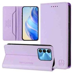 For Tecno Spark GO 2022 / 8C / 9 RC01 Dual-Folded Magnetic Suction RFID Leather Phone Case(Light Purple)