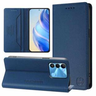 For Tecno Spark GO 2022 / 8C / 9 RC01 Dual-Folded Magnetic Suction RFID Leather Phone Case(Dark Blue)