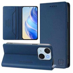 For itel A50C RC01 Dual-Folded Magnetic Suction RFID Leather Phone Case(Dark Blue)