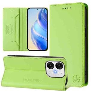 For itel A80 4G RC01 Dual-Folded Magnetic Suction RFID Leather Phone Case(Grass Green)