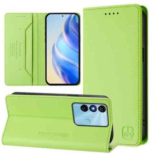 For itel P38 / S17 / Vision 3 RC01 Dual-Folded Magnetic Suction RFID Leather Phone Case(Grass Green)