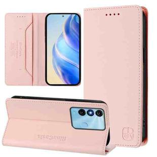 For itel P38 / S17 / Vision 3 RC01 Dual-Folded Magnetic Suction RFID Leather Phone Case(Pink)