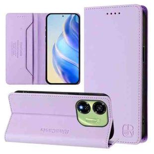 For itel P55 5G RC01 Dual-Folded Magnetic Suction RFID Leather Phone Case(Light Purple)