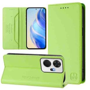 For itel P55+ RC01 Dual-Folded Magnetic Suction RFID Leather Phone Case(Grass Green)