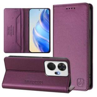 For itel P55+ RC01 Dual-Folded Magnetic Suction RFID Leather Phone Case(Violet)