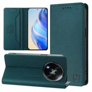 For itel RS4 / S666LN RC01 Dual-Folded Magnetic Suction RFID Leather Phone Case(Dark Green)