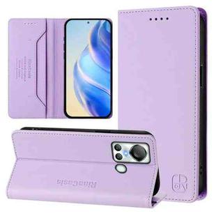 For itel S18 / Vision 5 RC01 Dual-Folded Magnetic Suction RFID Leather Phone Case(Light Purple)