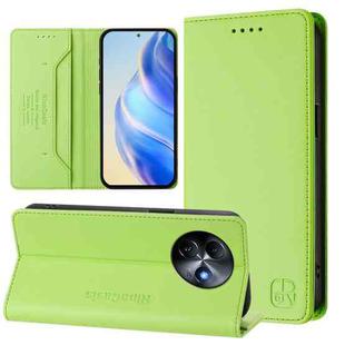 For itel S24 RC01 Dual-Folded Magnetic Suction RFID Leather Phone Case(Grass Green)