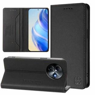 For itel S24 RC01 Dual-Folded Magnetic Suction RFID Leather Phone Case(Black)