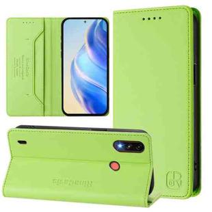 For Motorola Moto E7 Power RC01 Dual-Folded Magnetic Suction RFID Leather Phone Case(Grass Green)