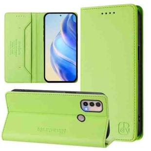 For Motorola Moto E40 / E30 / E20 RC01 Dual-Folded Magnetic Suction RFID Leather Phone Case(Grass Green)