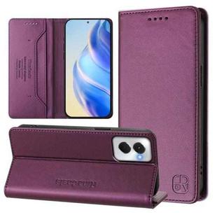 For Motorola Moto G Power 5G 2024 RC01 Dual-Folded Magnetic Suction RFID Leather Phone Case(Violet)