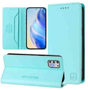 For Motorola Moto G Stylus 4G 2021 RC01 Dual-Folded Magnetic Suction RFID Leather Phone Case(Mint Green)