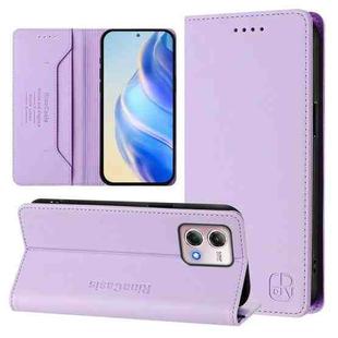 For Motorola Moto G Stylus 4G 2023 RC01 Dual-Folded Magnetic Suction RFID Leather Phone Case(Light Purple)