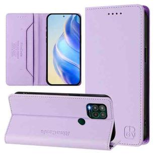 For Motorola Moto G Stylus 5G 2021 RC01 Dual-Folded Magnetic Suction RFID Leather Phone Case(Light Purple)