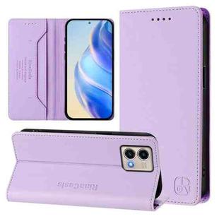 For Motorola Moto G Stylus 5G 2023 RC01 Dual-Folded Magnetic Suction RFID Leather Phone Case(Light Purple)