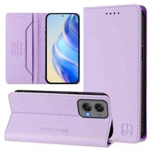 For Motorola Moto G Stylus 5G 2024 RC01 Dual-Folded Magnetic Suction RFID Leather Phone Case(Light Purple)