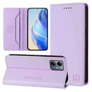 For Motorola Moto G14 / G54 Brazil / EU RC01 Dual-Folded Magnetic Suction RFID Leather Phone Case(Light Purple)