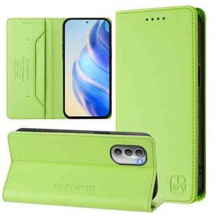 For Motorola Moto G51 5G RC01 Dual-Folded Magnetic Suction RFID Leather Phone Case(Grass Green)