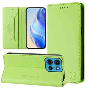 For Motorola Moto G75 5G RC01 Dual-Folded Magnetic Suction RFID Leather Phone Case(Grass Green)