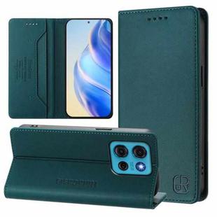 For Motorola Moto G75 5G RC01 Dual-Folded Magnetic Suction RFID Leather Phone Case(Dark Green)