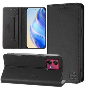 For Motorola Moto G84 RC01 Dual-Folded Magnetic Suction RFID Leather Phone Case(Black)