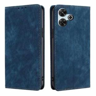 For Redmi 13 4G RFID Anti-theft Brush Magnetic Leather Phone Case(Blue)