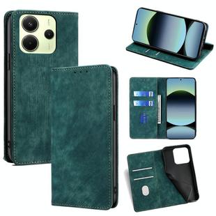 For Redmi Note 14 4G 163.25mm RFID Anti-theft Brush Magnetic Leather Phone Case(Green)