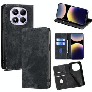 For Redmi Note 14 Pro 4G RFID Anti-theft Brush Magnetic Leather Phone Case(Black)