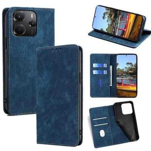 For Redmi Note 14 4G 164.84mm RFID Anti-theft Brush Magnetic Leather Phone Case(Blue)