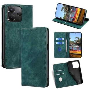 For Redmi Note 14 4G 164.84mm RFID Anti-theft Brush Magnetic Leather Phone Case(Green)