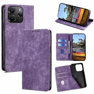 For Redmi Note 14 4G 164.84mm RFID Anti-theft Brush Magnetic Leather Phone Case(Purple)