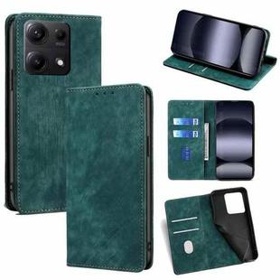 For Redmi Note 14S 4G RFID Anti-theft Brush Magnetic Leather Phone Case(Green)