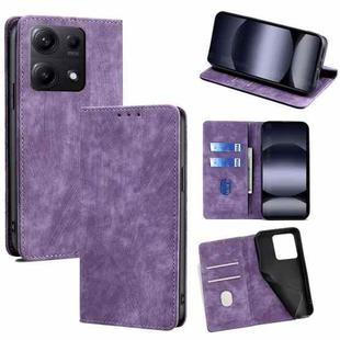 For Redmi Note 14S 4G RFID Anti-theft Brush Magnetic Leather Phone Case(Purple)