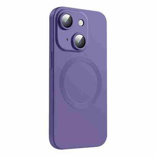 For iPhone 15 CD Texture MagSafe Liquid Silicone Phone Case(Dark Purple)