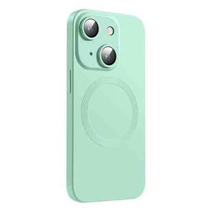 For iPhone 15 CD Texture MagSafe Liquid Silicone Phone Case(Mint Green)