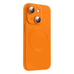 For iPhone 15 Plus CD Texture MagSafe Liquid Silicone Phone Case(Orange)