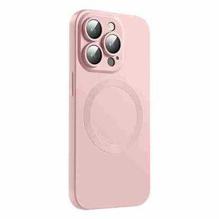 For iPhone 15 Pro CD Texture MagSafe Liquid Silicone Phone Case(Light Pink)