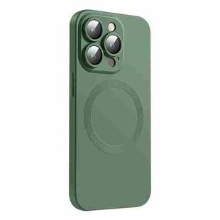 For iPhone 15 Pro Max CD Texture MagSafe Liquid Silicone Phone Case(Dark Green)