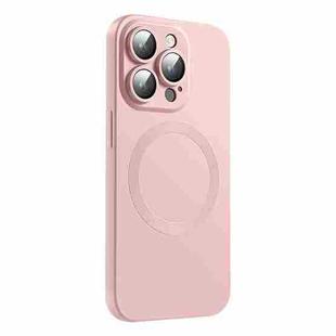 For iPhone 15 Pro Max CD Texture MagSafe Liquid Silicone Phone Case(Light Pink)